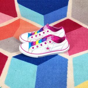 Converse One Star Slip-On Sneakers Girls Size 5  White Rainbow...